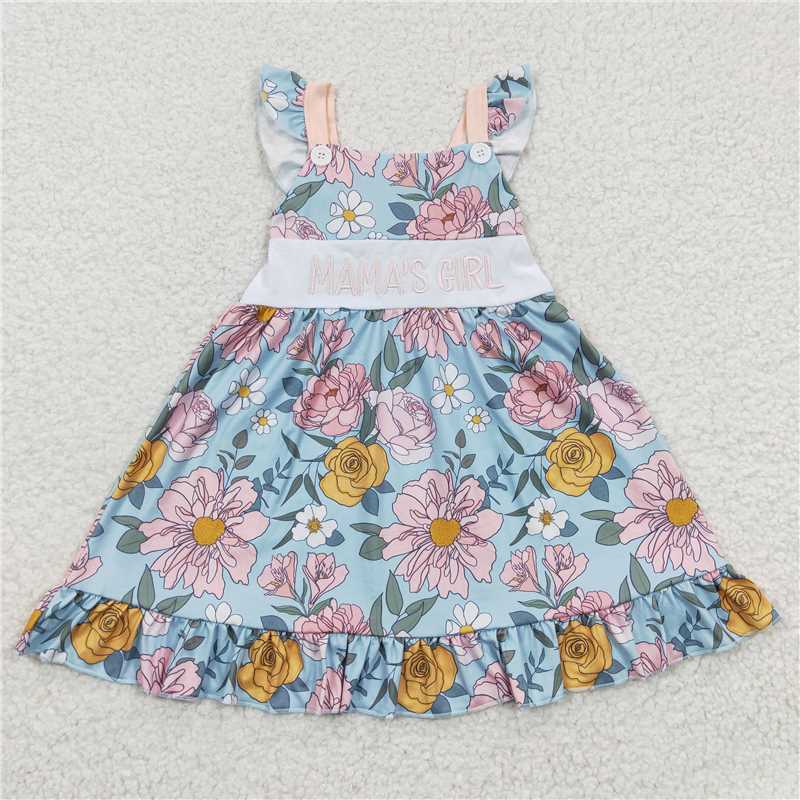 GSD0315 Baby Girls Mama's Girl Flowers Knee Length Dresses