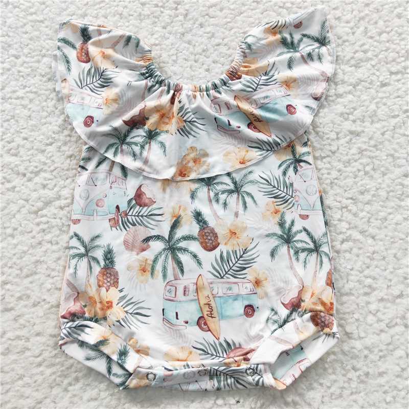 SR0254 Baby Girls Summer Bus Off Shoulder Rompers