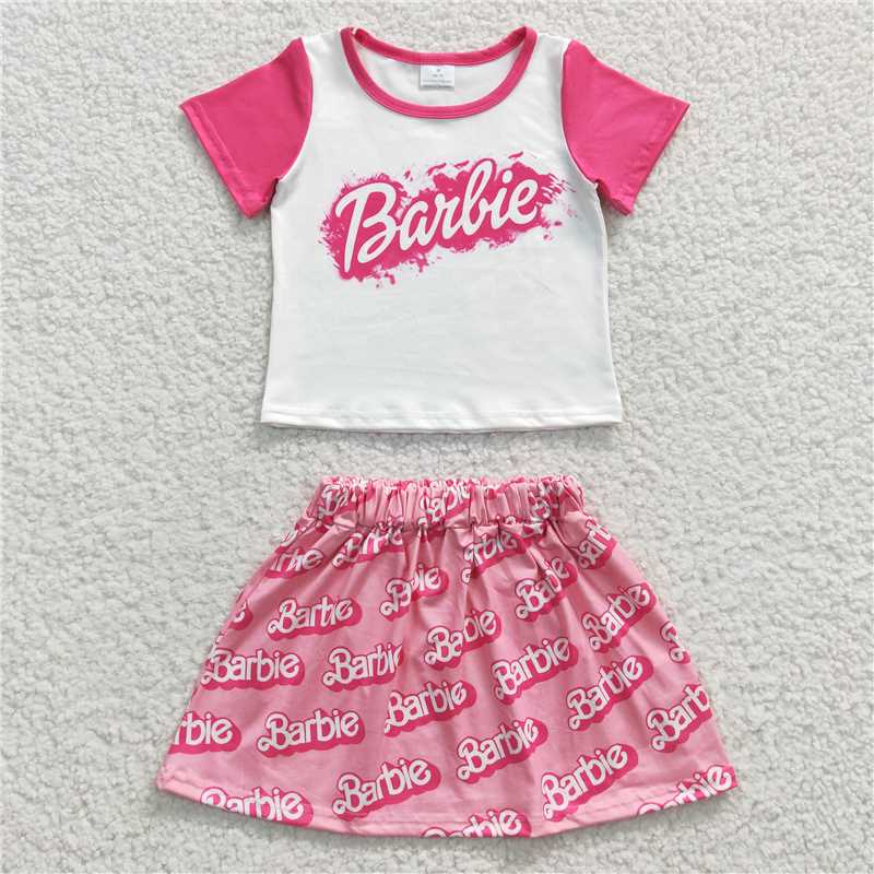 GSD0294Short sleeves top skirt party girls clothing set