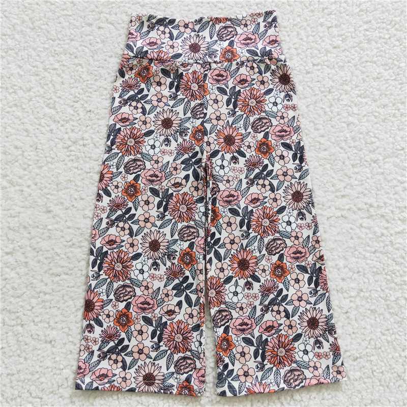 P0154 Baby Girls Flowers Wide Bottom Pants