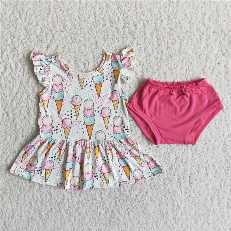 A16-22 Pink Ice-cream soft bummie set