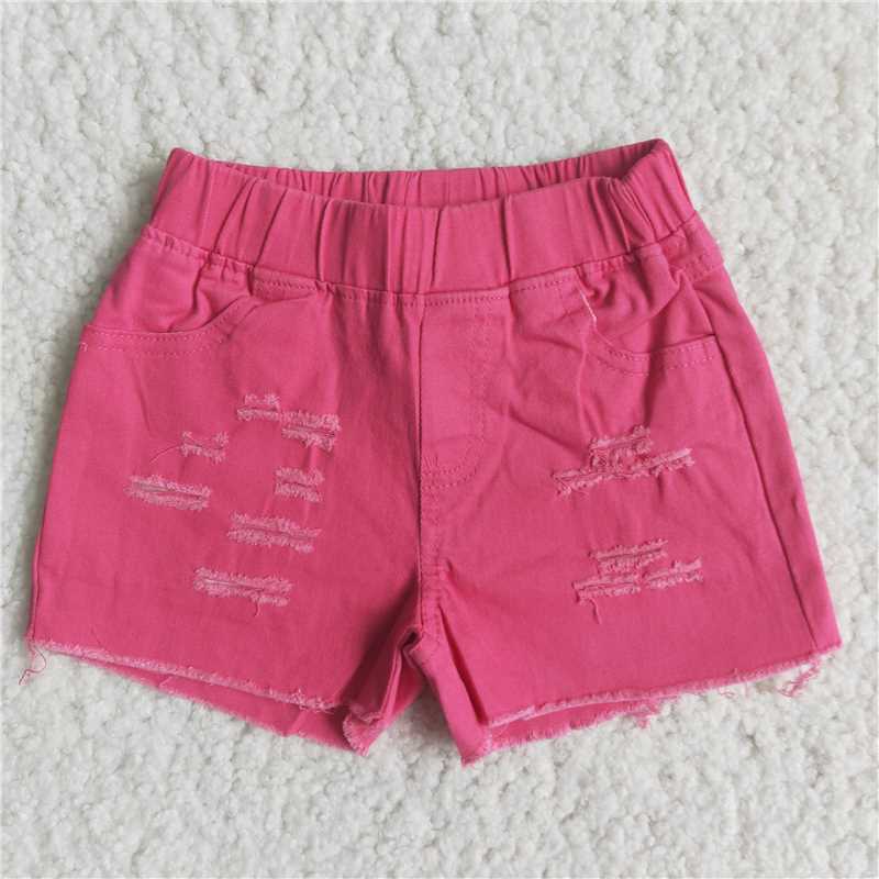 D13-5 Baby Girls hotpink elastic denim shorts