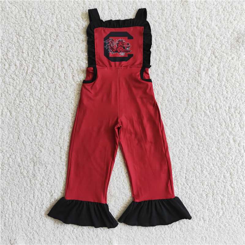 E3-14 Tiger girls team football jumpsuits rompers overall