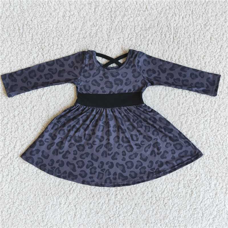 6 B12-8 Black Leopard knee length dresses