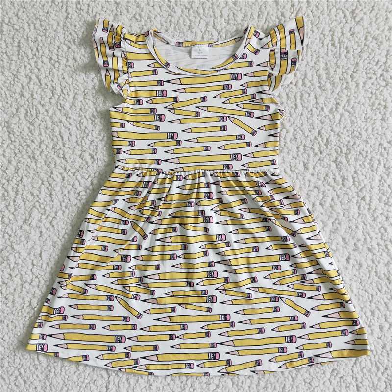 BC0001 Back to school yellow pencil sleeve dress
