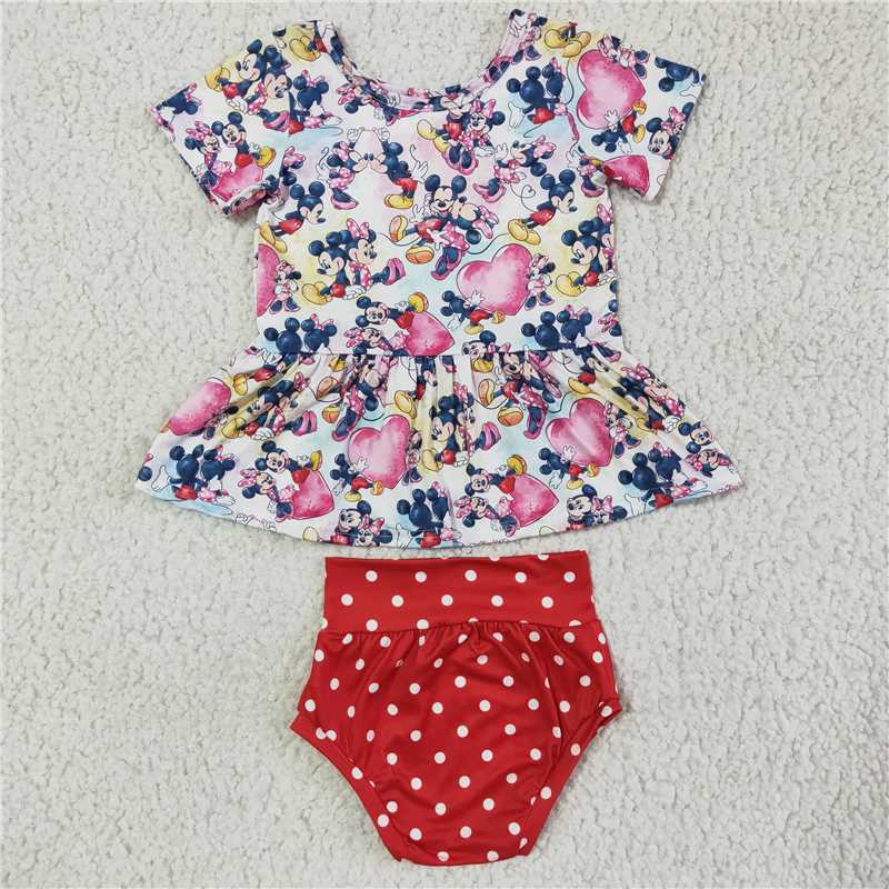 GBO0036 Baby girls cartoon bummie summer sets