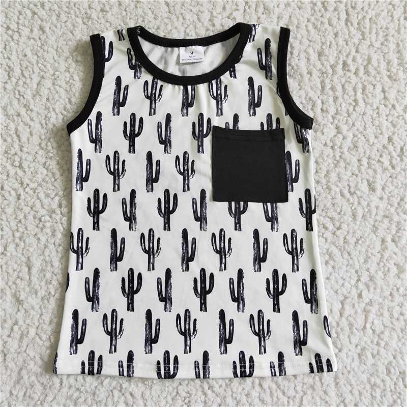 BT0006 Baby Boys Girls Black Cactus Rompers Shirts Sibling Designs Clothing