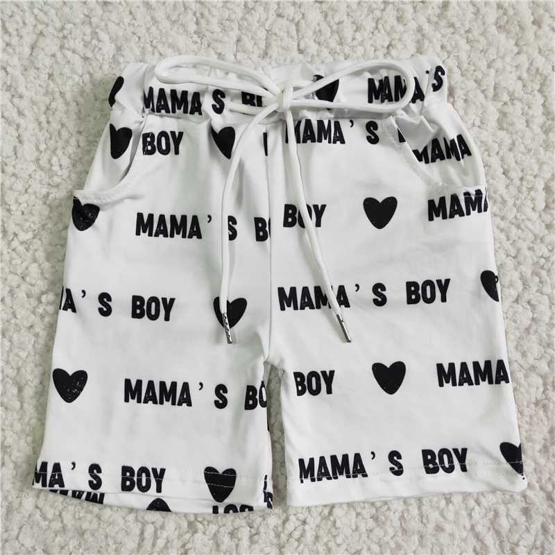 SS0020 Boys MAMA'SBOY white heart lace shorts E5