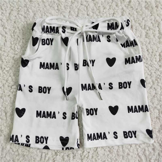 SS0020 Boys MAMA'SBOY white heart lace shorts E5