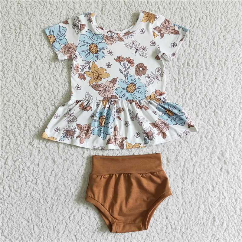 GBO0032 Baby girls floral bummie summer sets