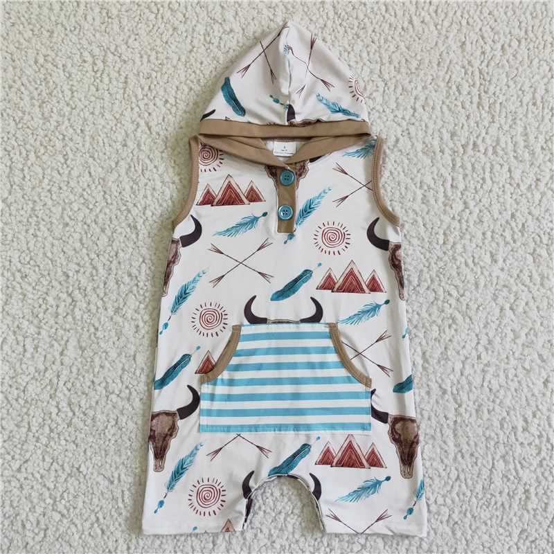 SR0014 Baby boys summer western rompers