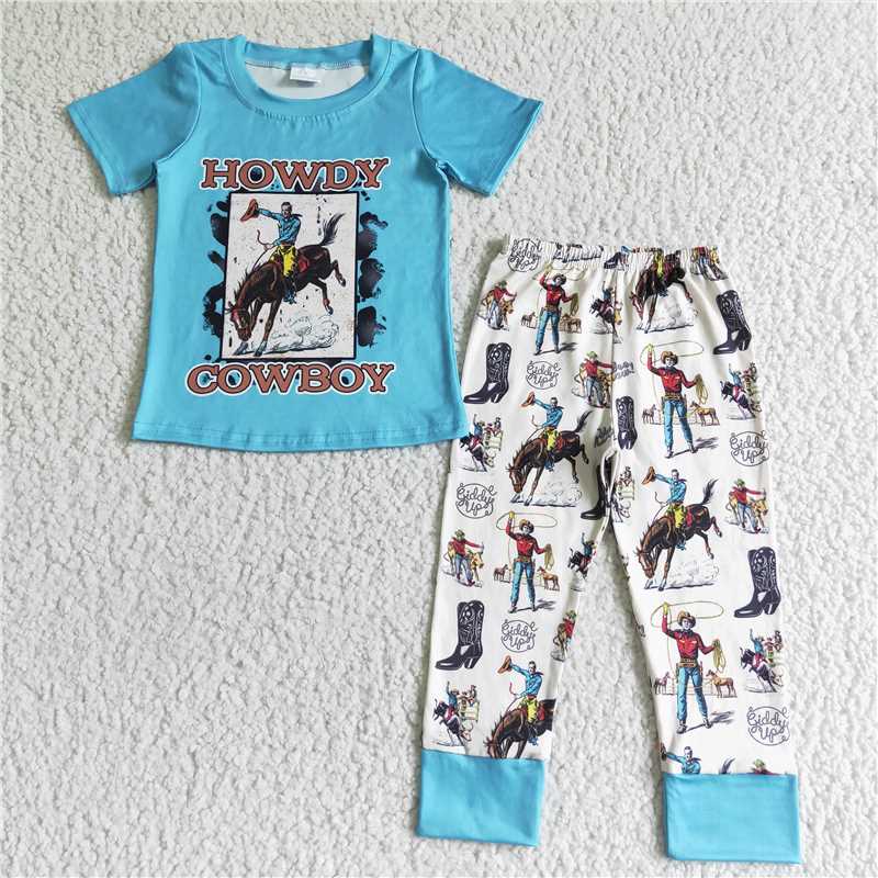 BSPO0004 Baby boys western howdy cowboy pants outfits sets