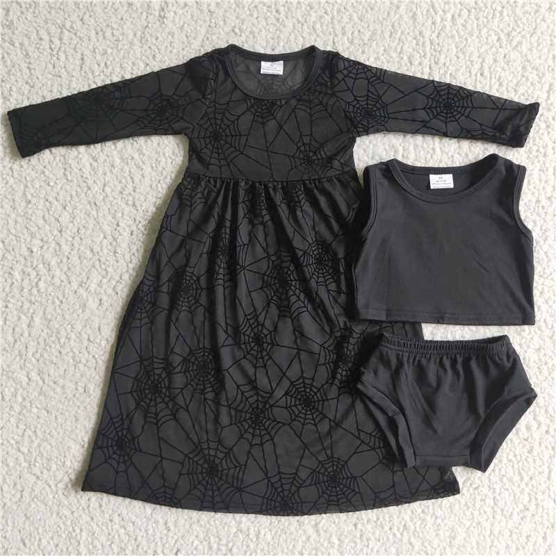 GBO0059 Baby girls Halloween black color 3pcs sets