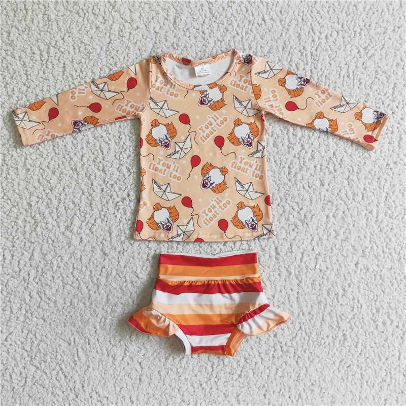 GBO0052 Baby girls Halloween you'll float too bummie sets