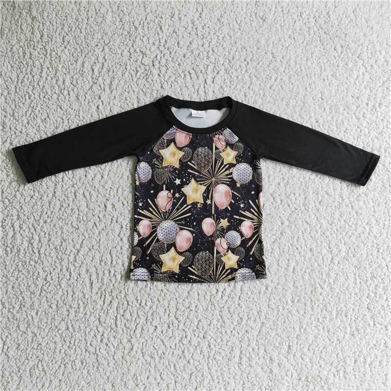 12.17 RTS NO MOQ (In stock)BT0072 Baby boys New year balloon long sleeve shirts