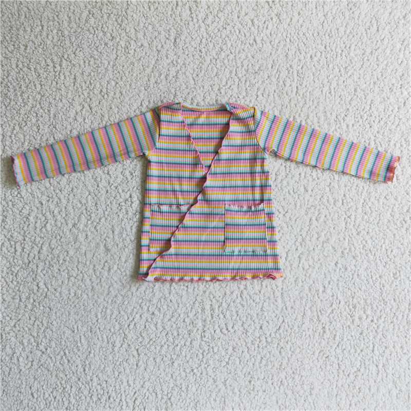 GT0068 Baby Girls Rainbow Pink Cotton Pockets Cadigans