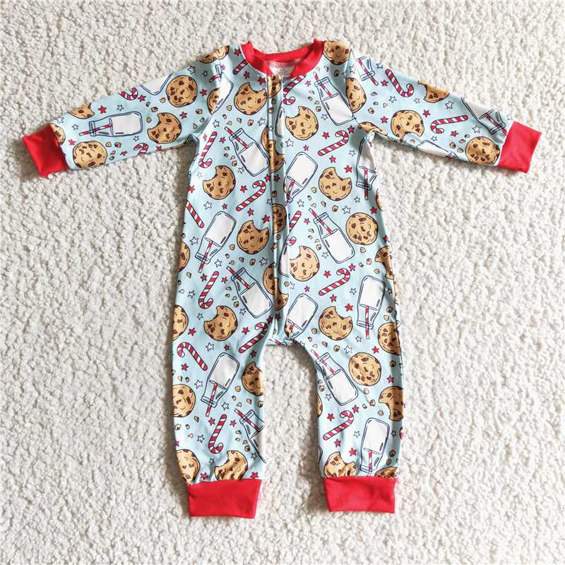RTS LR0186 Boys Christmas Cookie Milk Long Sleeve Onesie