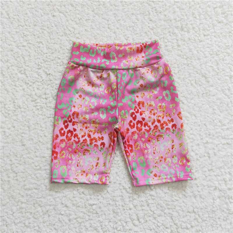 SS0028 Baby Kids Girls Biking Pink Leopard Summer Shorts