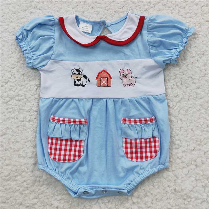 SR0263 Baby Girls Farm Summer Rompers