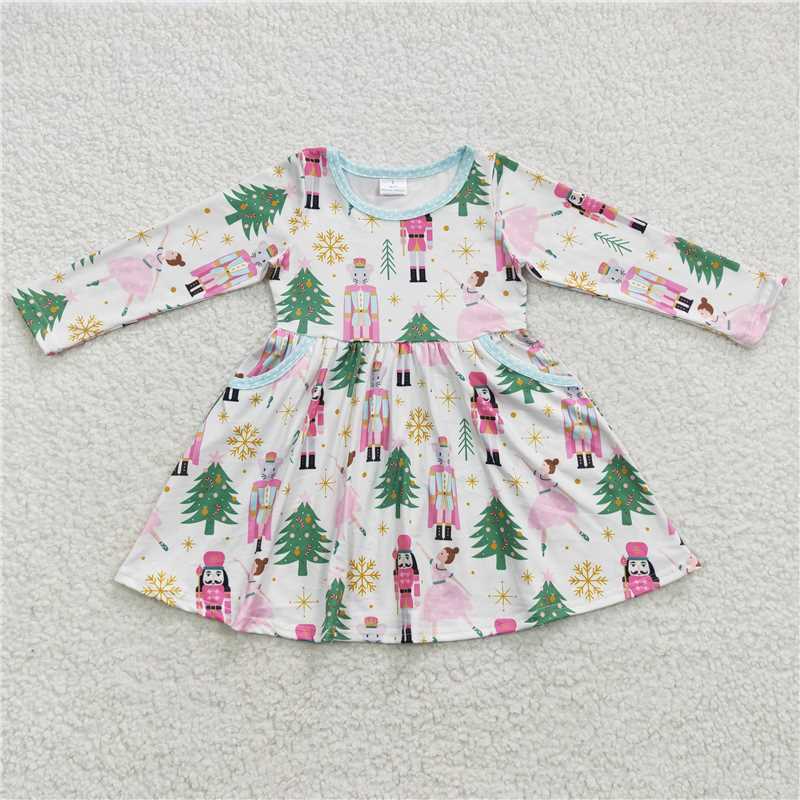 11.25 RTS NO MOQ (In stock)GLD0245 Baby Girls Christmas Soldier Knee Length Dresses