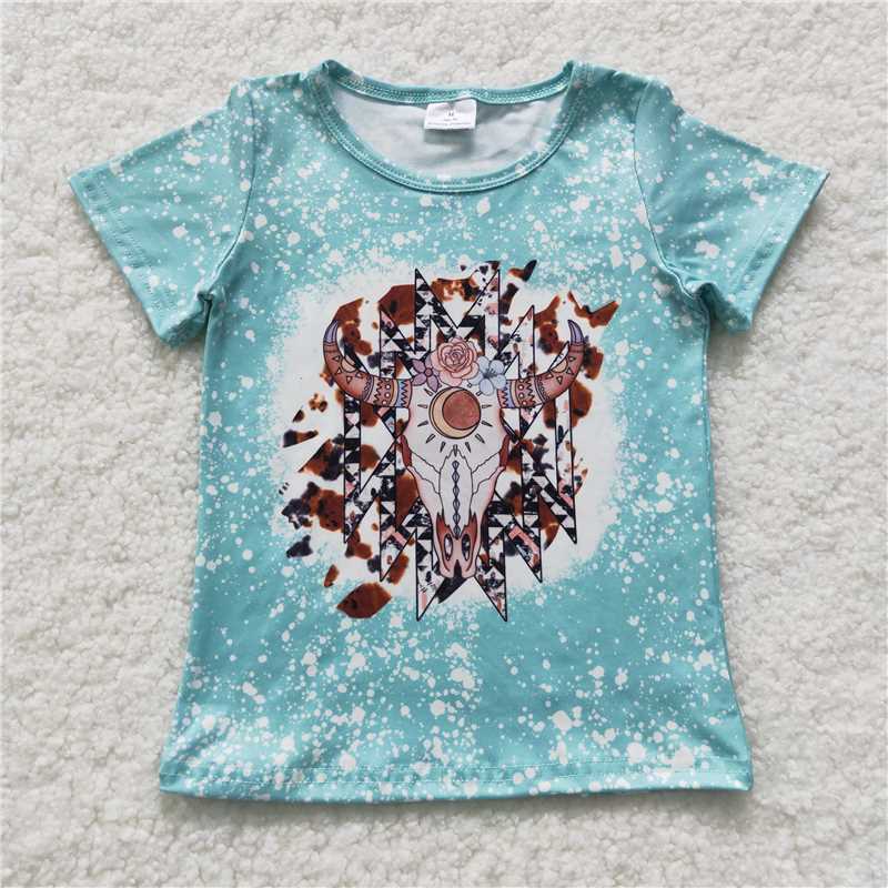 GT0226 Vintage sould floral tape short sleeves baby girls shirt