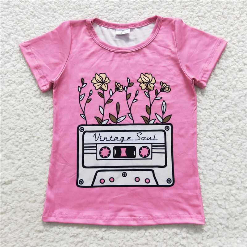 GT0222 Happy little soul smile flower baby girls shirt
