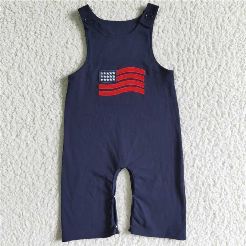 C7-1 Baby Boys fourth of July Flag Rompers