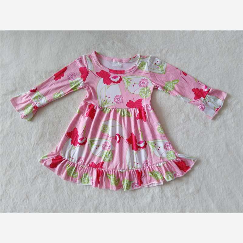 9.15 RTS NO MOQ (In stock)G2-22- Baby Girls Winter Dress Baby Girls Pink squares knee-length Dresses