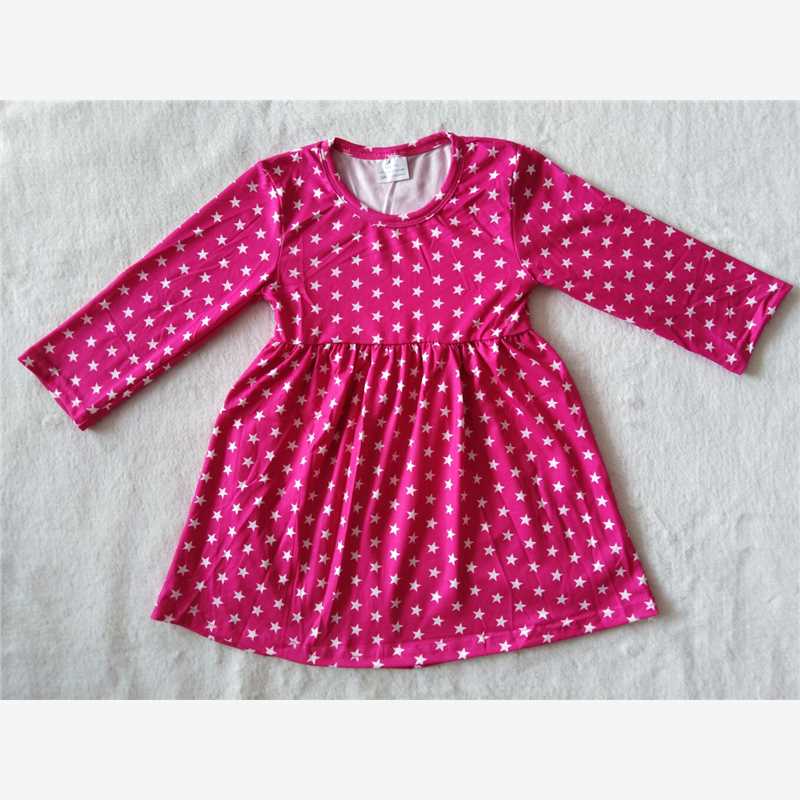 9.17 RTS NO MOQ(In stock)G2-20-5* Baby Girls Winter Dress Baby Girls Star Rose Red knee-length Dresses