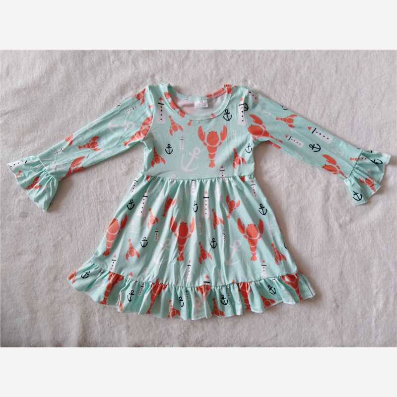 9.26 RTS NO MOQ(In stock)G2-20-5. Baby Girls Winter Dress Lobster long-sleeved dress