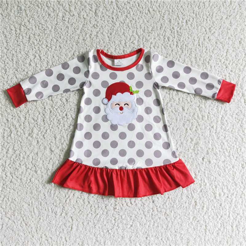 6 A13-14 Baby Girls Santa Dots Christmas ruffle Dresses