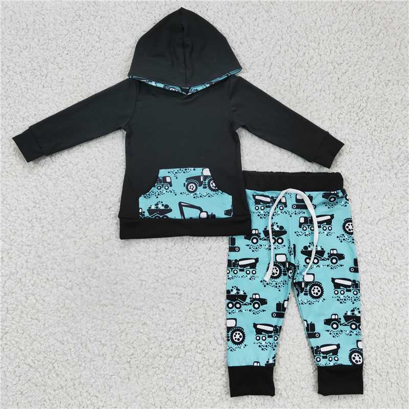 6 C6-10 Tractor blue hooded long-sleeved sweatshirt and trousers suit