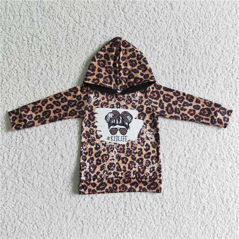 6 C9-18 6.5KIDLIFE Girls Leopard Print Long Sleeve Hooded Top