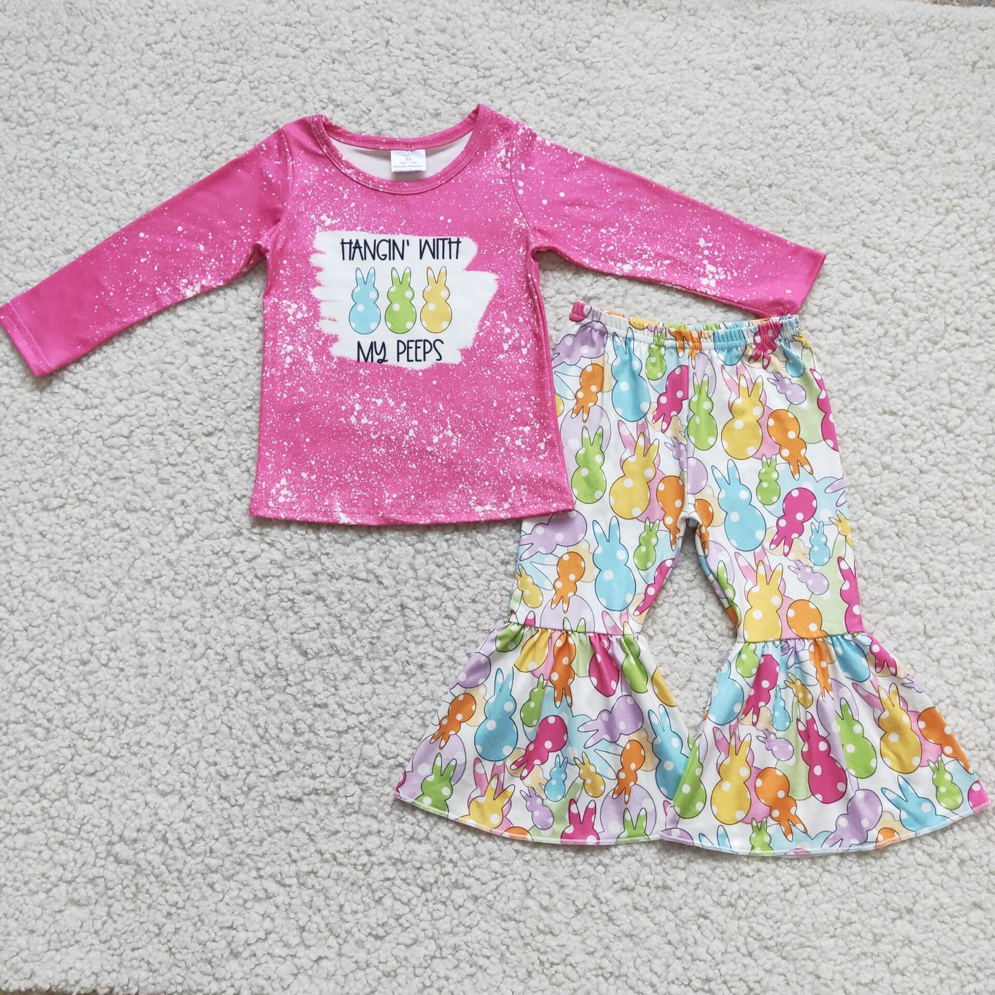 6 A0-2Hangin' with my peeps shirt bunny pants girls easter outfits