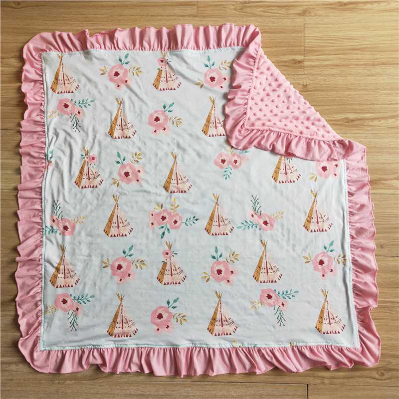 6 A30-5 Baby girls temple flower ruffle western blankets