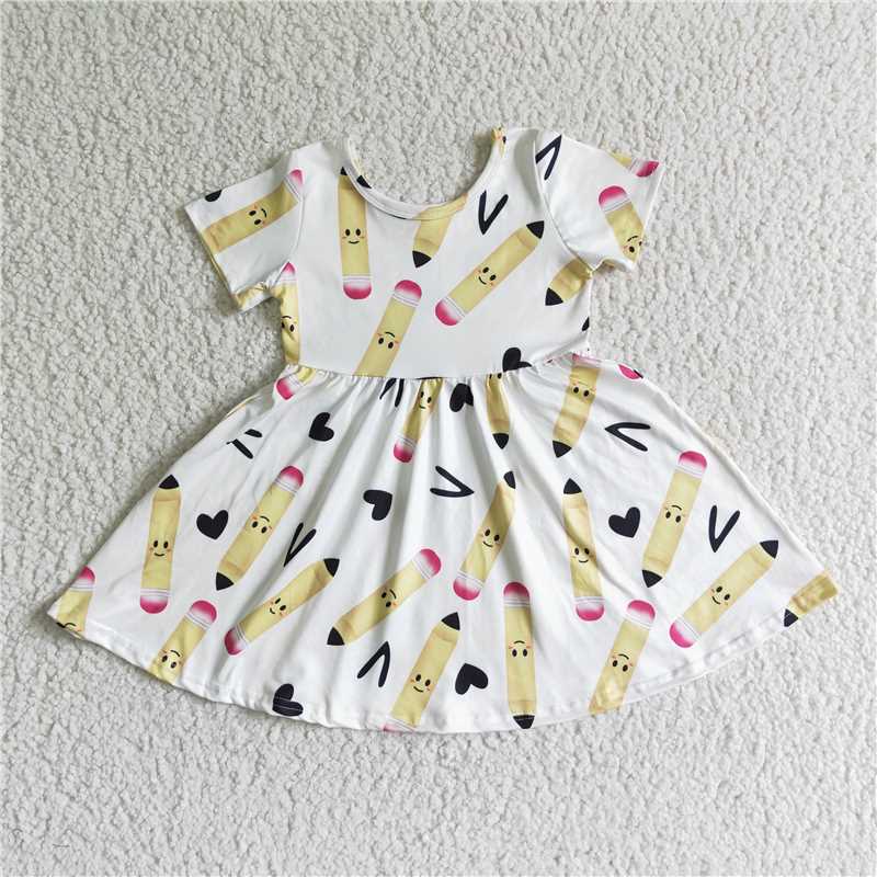 GSD0089 Girls yellow pencil short-sleeved dress