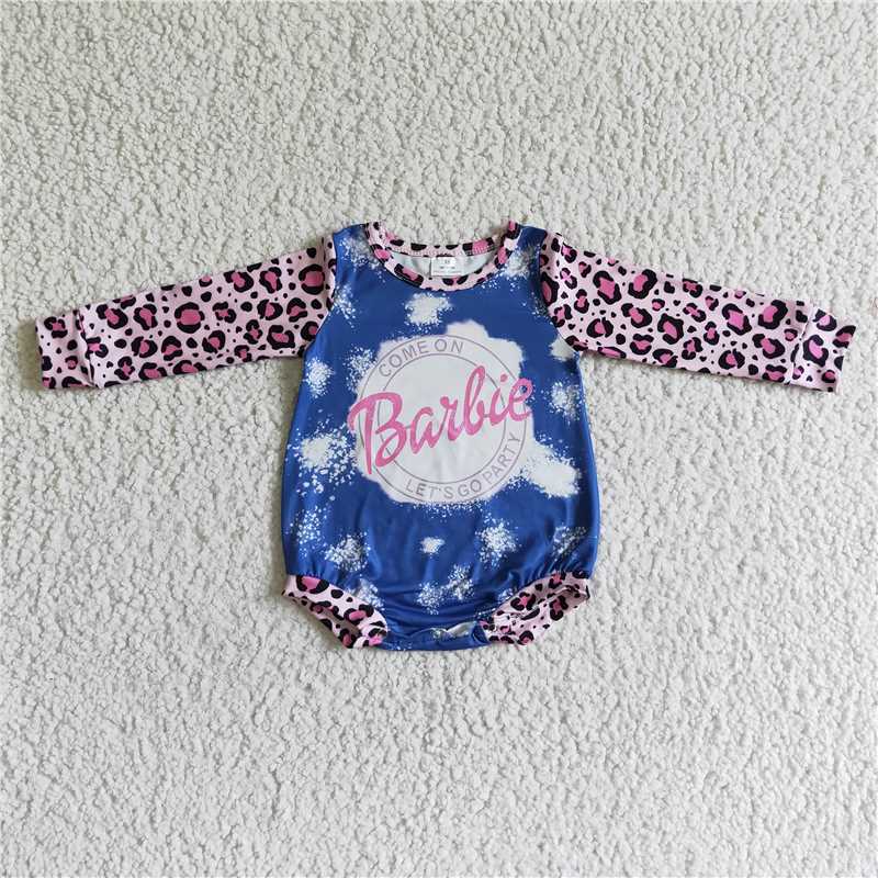 LR0021Leopard long sleeve let's go party baby girls romper