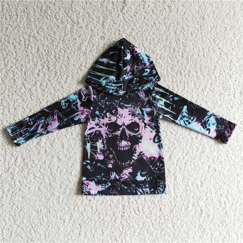 BT0050 Boys purple skull long-sleeved top