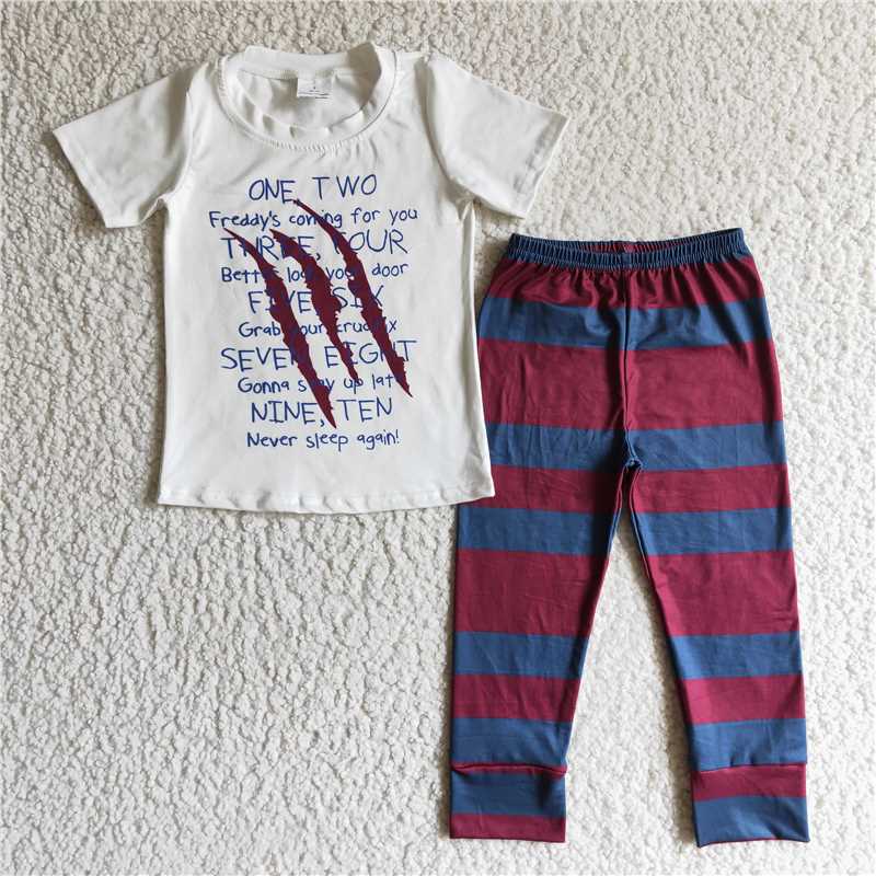 BSPO0034 Baby boys Halloween one two stripe pants clothes sets
