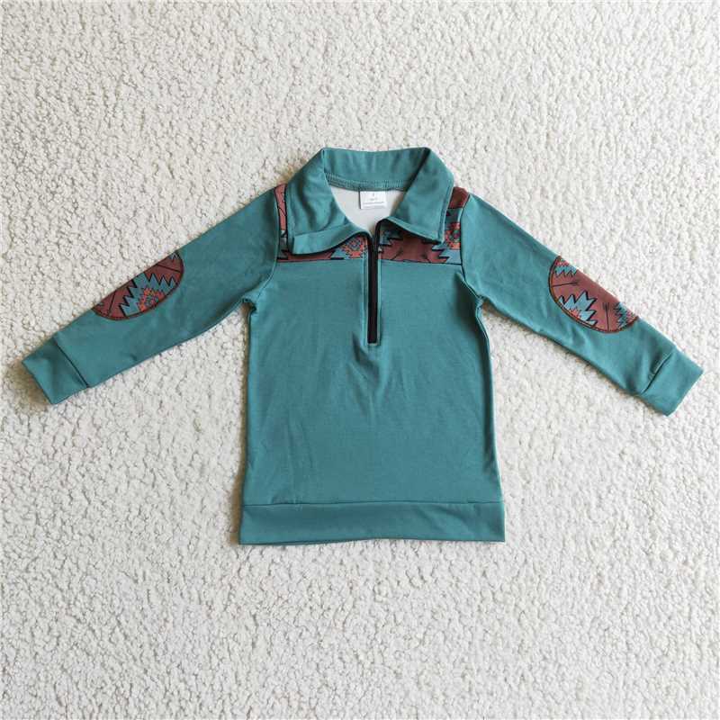 BT0093 Baby Boys western aztec brown pullover shirts