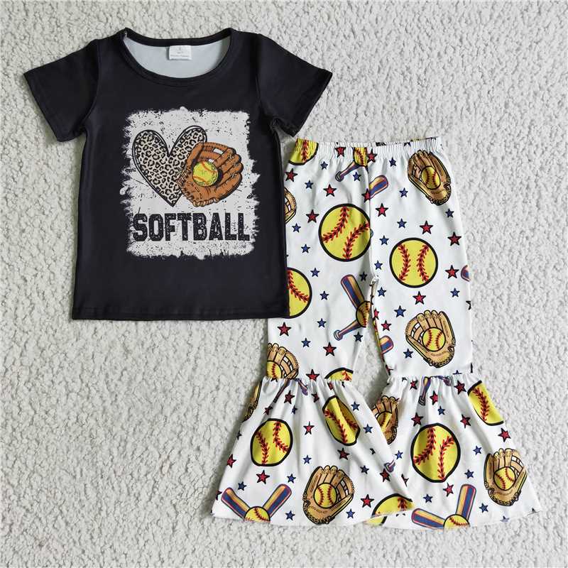 GSPO0215 Girls' SOFTBALL baseball short-sleeved trousers suit