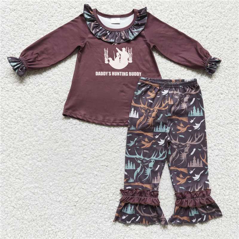 GLP0303Daddy's hunting buddy kids girls clothing set