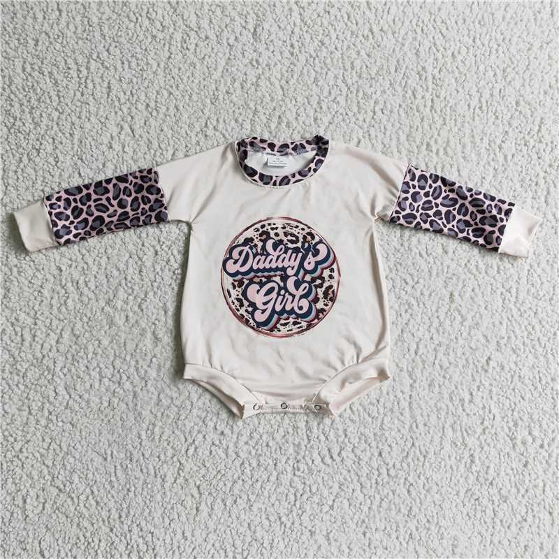 LR0221Daddy's girl leopard baby girls romper