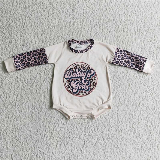 LR0221Daddy's girl leopard baby girls romper