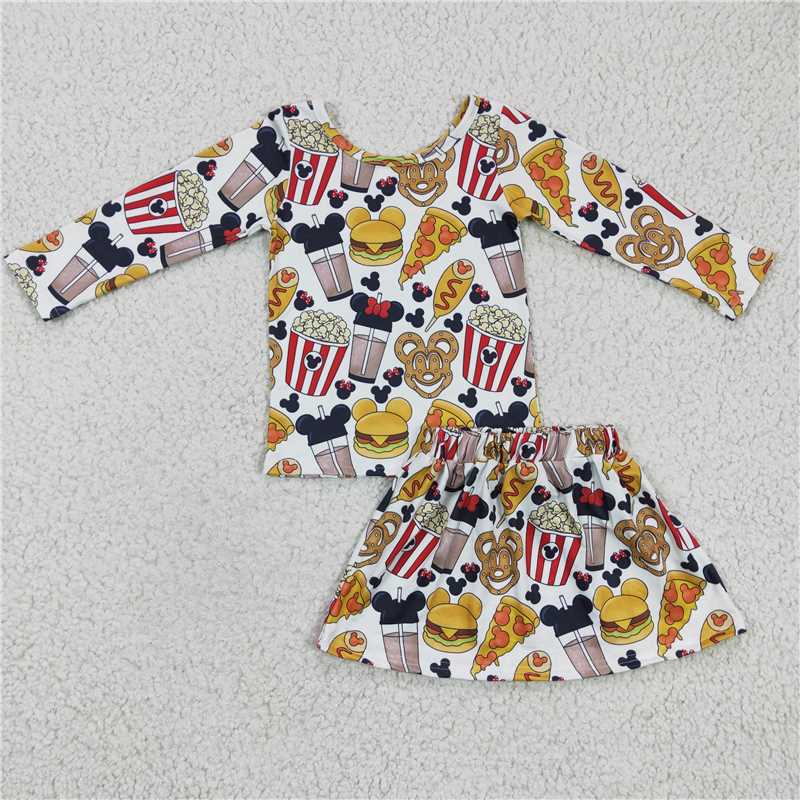GLD0161 Baby Girls Cartoon Top Skirt clothes sets