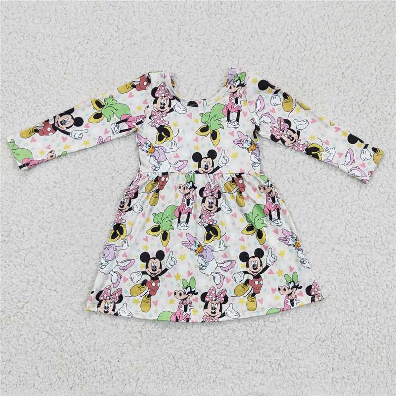 GLD0158 Baby Girls cartoon mouse knee length dresses