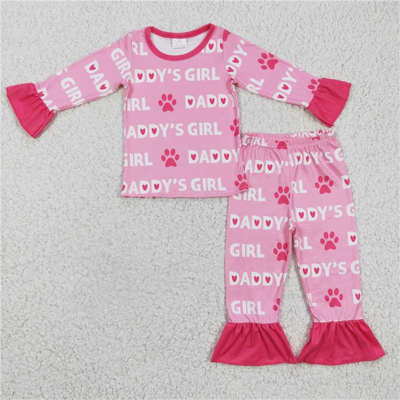 GLP0352Daddy's girl dog print kids girls pajamas