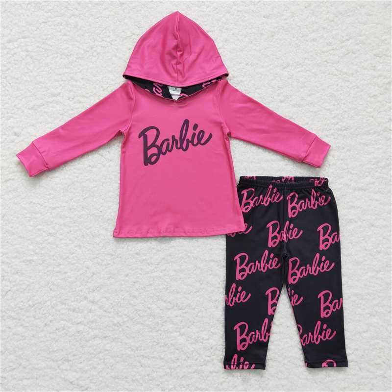 GLP0365 Baby Girls Hotpink Doll Hoodie Top pants clothes sets