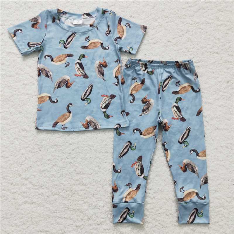BSPO0042 Baby Boys Duck Short Sleeve Shirt Pants Pajamas clothes sets