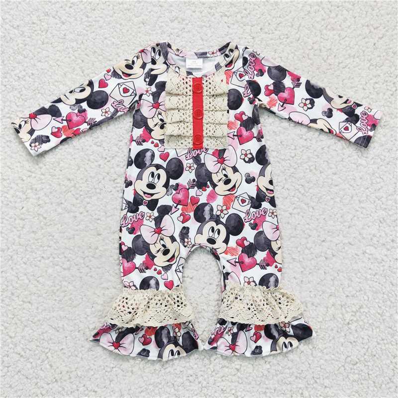 LR0245 Love heart mouse baby girls Valentine's romper